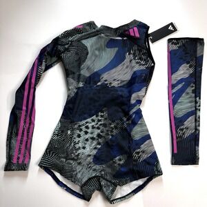 Womens Adidas Leotard Pro Elite Team Sleeve Speedsuit Running Medium $180